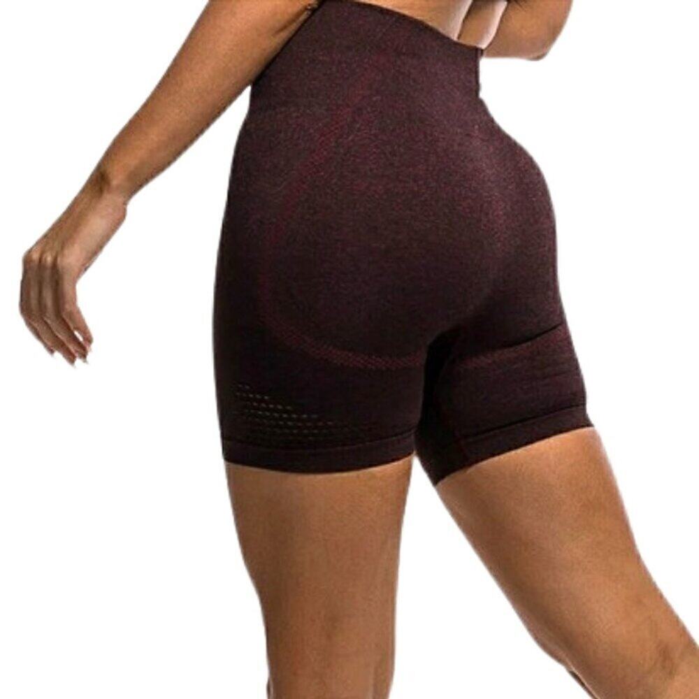 ECHT Berry Arise Laser Cut Shorts S Compressive Dark Red Gym Yoga Activewear EUC - Picture 2 of 9